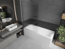 Mexen Next bath screen single-leaf 100 x 150 cm, pinstripe, brushed gun gray - 895-100-000-00-09-66
