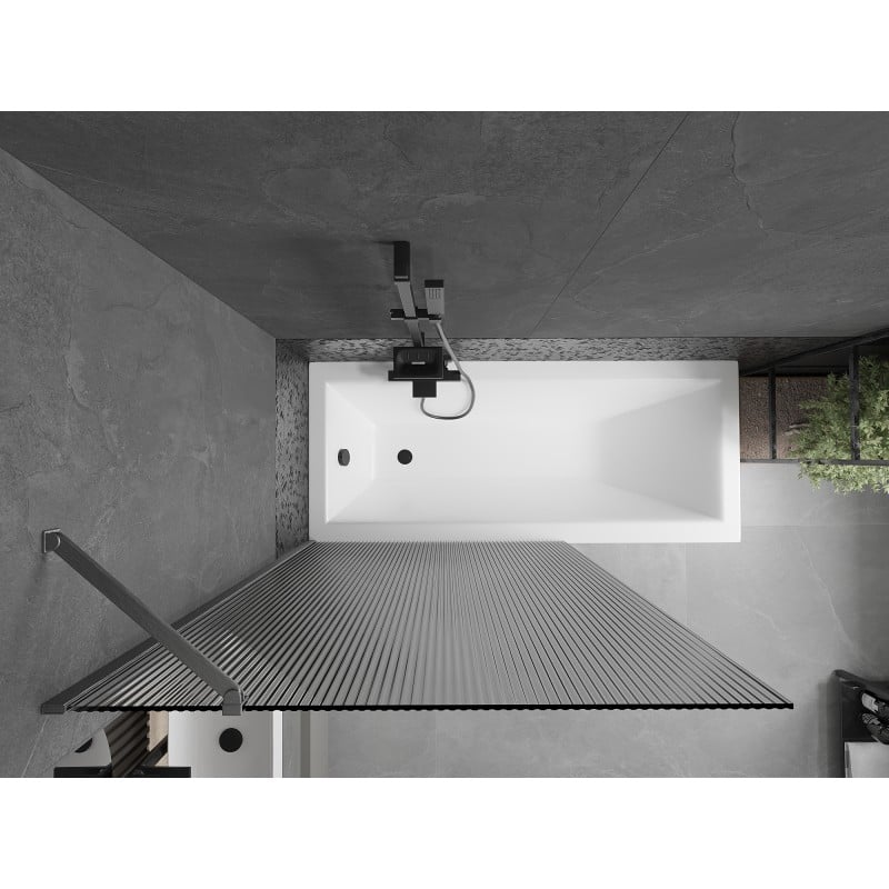 Mexen Next 1-fold Bath Screen 100 x 150 cm, Stripes, Brushed Gun Gray - 895-100-000-00-09-66