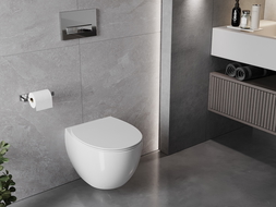 Mexen Egg rimless toilet bowl with slow-close slim seat, duroplast, glossy white - 30245000