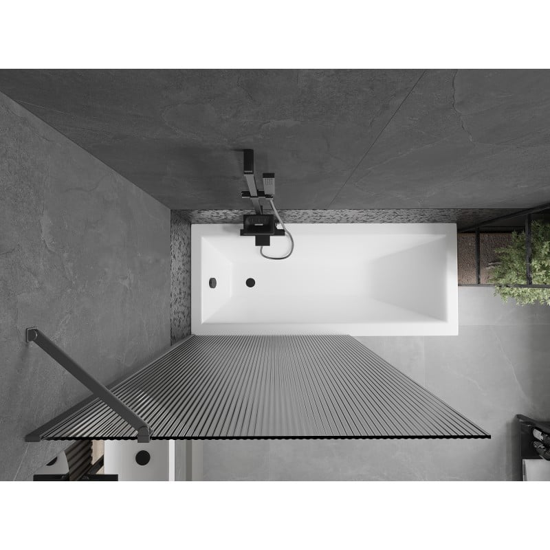 Mexen Next bath screen 1-panel 100 x 150 cm, stripes, gun metal - 895-100-000-00-09-95