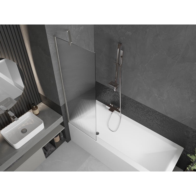 Mexen Next 1-wing bath screen 60 x 150 cm, stripes, brushed nickel - 895-060-000-00-09-97