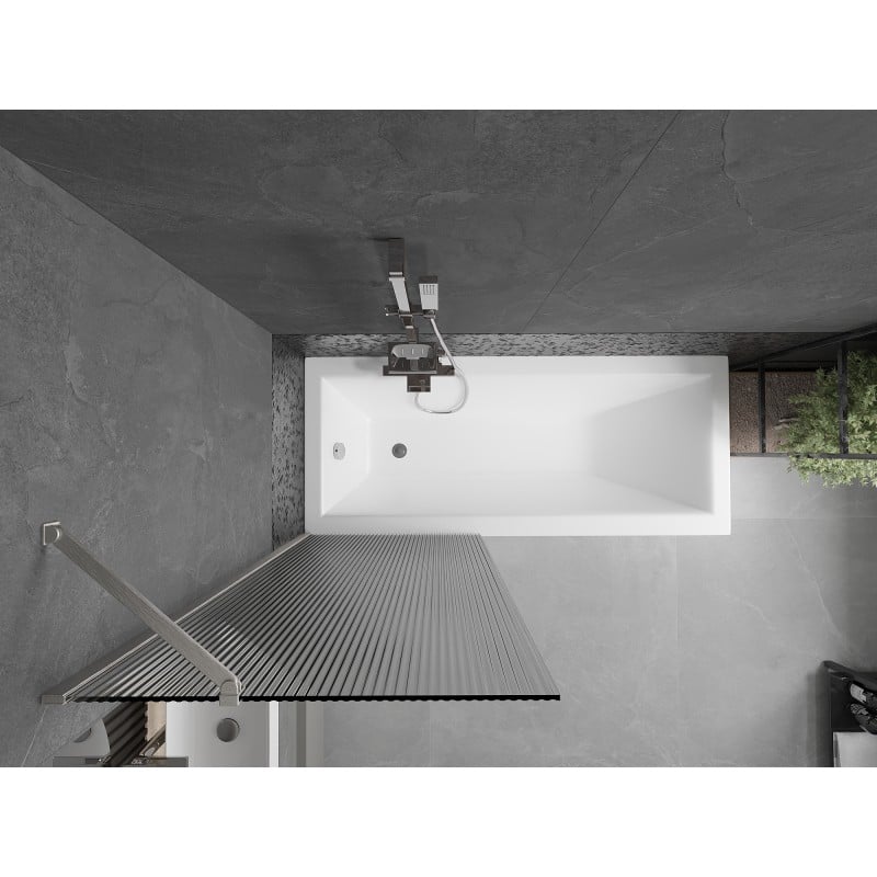 Mexen Next 1-panel Shower Screen 70 x 150 cm, Stripes, Brushed Nickel - 895-070-000-00-09-97