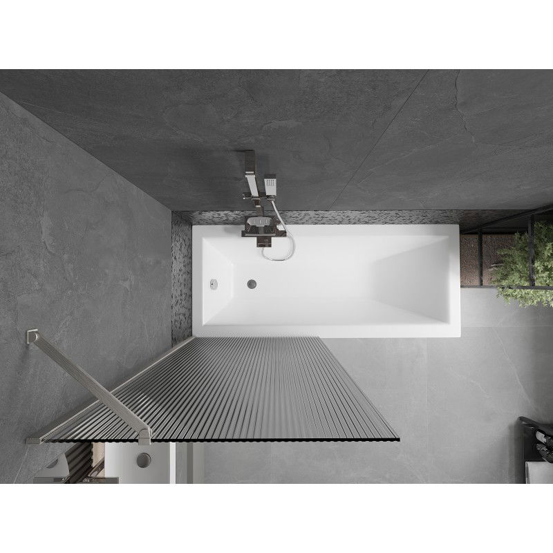 Mexen Next 1-wing Bath Screen 80 x 150 cm, Striped, Brushed Nickel - 895-080-000-00-09-97