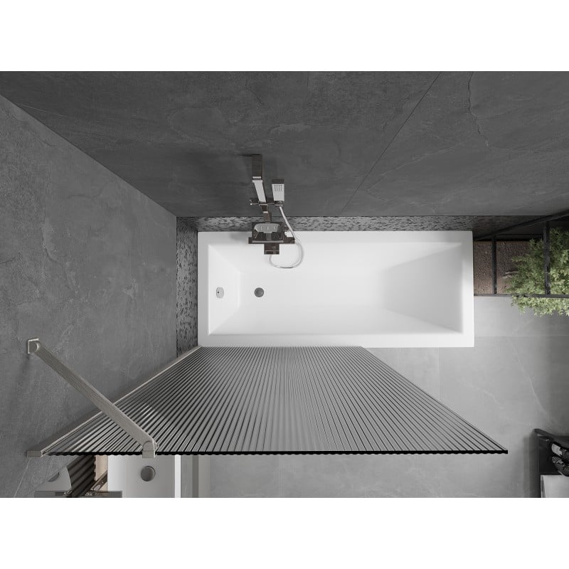 Mexen Next 1-wing bath screen 100 x 150 cm, stripes, brushed nickel - 895-100-000-00-09-97