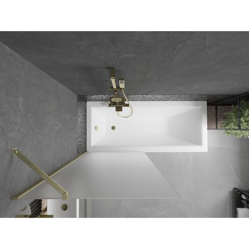 Mexen Next 1-wing bath screen 80 x 150 cm, frosted, brushed gold - 895-080-000-00-30-55