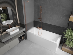 Mexen Next 1-wing bath screen 50 x 150 cm, frost, brushed copper - 895-050-000-00-30-65