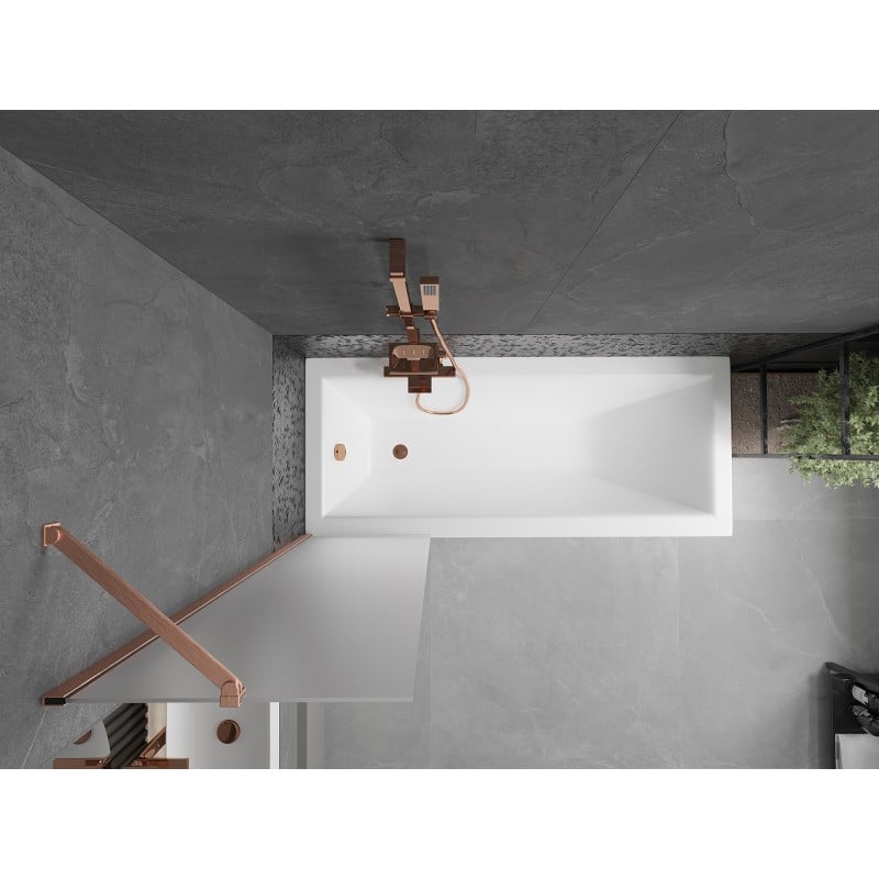 Mexen Next 1-wing bath screen 50 x 150 cm, frost, brushed copper - 895-050-000-00-30-65