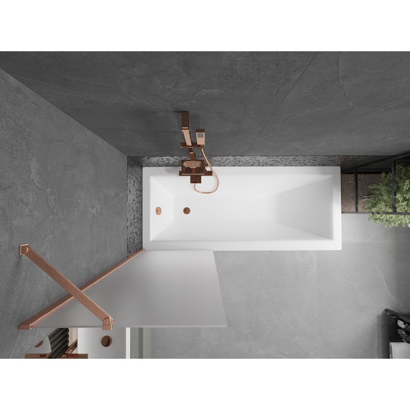 Mexen Next 1-panel bath screen 60 x 150 cm, frost, brushed copper - 895-060-000-00-30-65