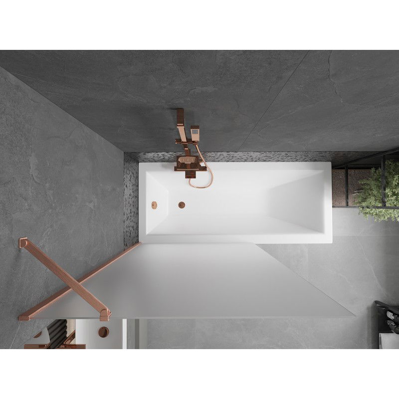 Mexen Next 1-panel bath screen 100 x 150 cm, frost, brushed copper - 895-100-000-00-30-65