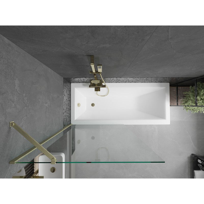 Mexen Next 1-wing bath screen 90 x 150 cm, transparent, brushed gold - 895-090-000-00-00-55