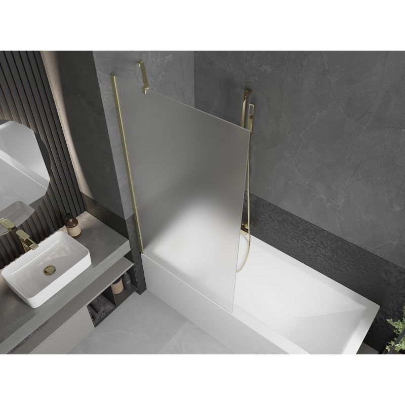 Mexen Next 1-wing Bath Screen 90 x 150 cm, Frosted, Brushed Gold - 895-090-000-00-30-55