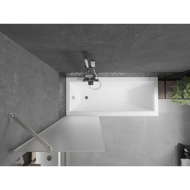 Mexen Next One-Wing Bath Screen 60 x 150 cm, Frosted, Brushed Nickel - 895-060-000-00-30-97