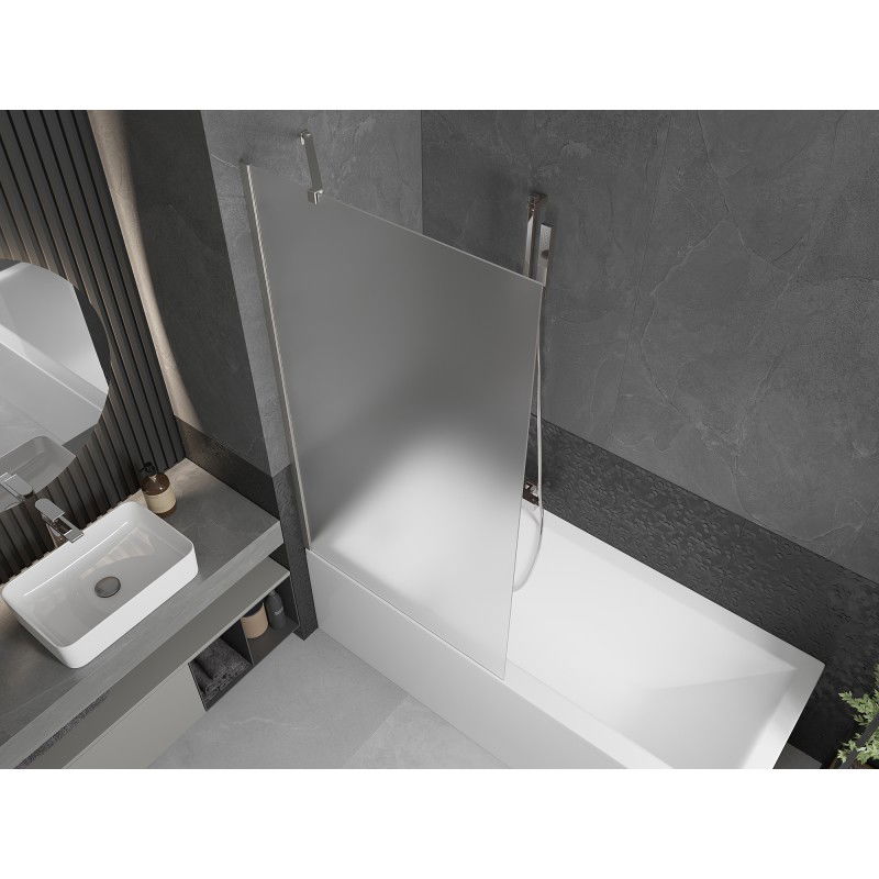 Mexen Next One-Wing Bath Screen 90 x 150 cm, Frosted, Brushed Nickel - 895-090-000-00-30-97
