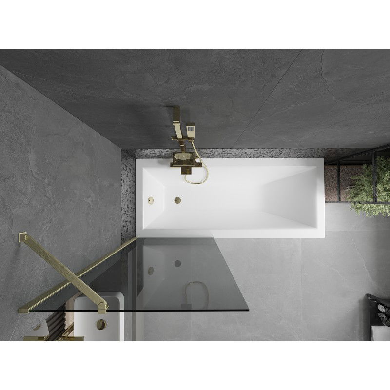 Mexen Next 1-wing Bath Screen 70 x 150 cm, Graphite, Brushed Gold - 895-070-000-00-40-55