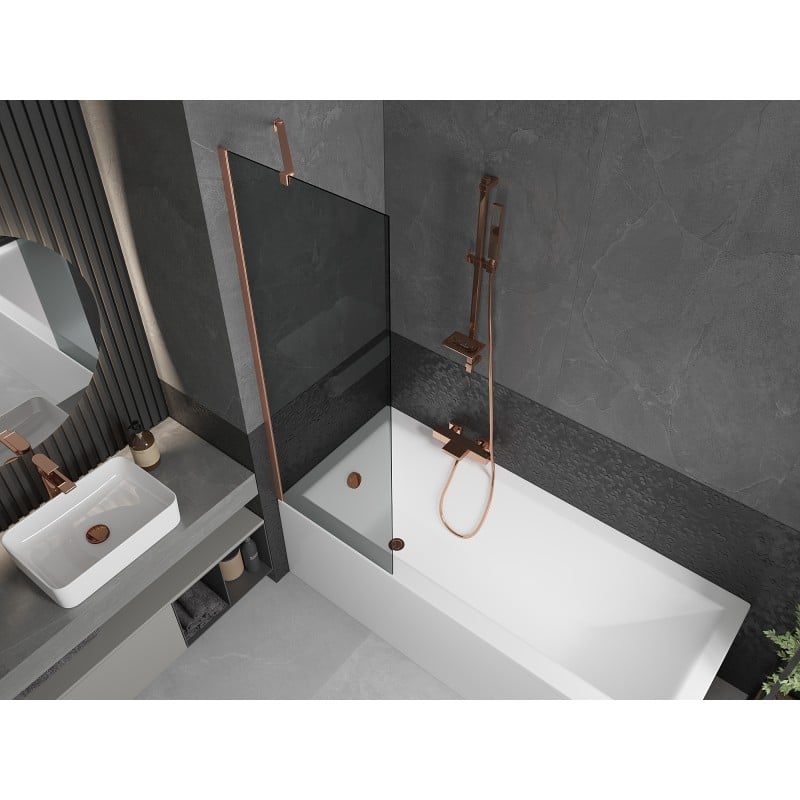 Mexen Next 1-wing bath screen 60 x 150 cm, graphite, brushed copper - 895-060-000-00-40-65