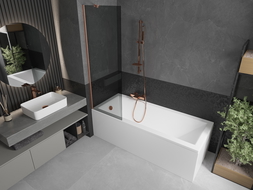 Mexen Next 1-wing bath screen 60 x 150 cm, graphite, brushed copper - 895-060-000-00-40-65
