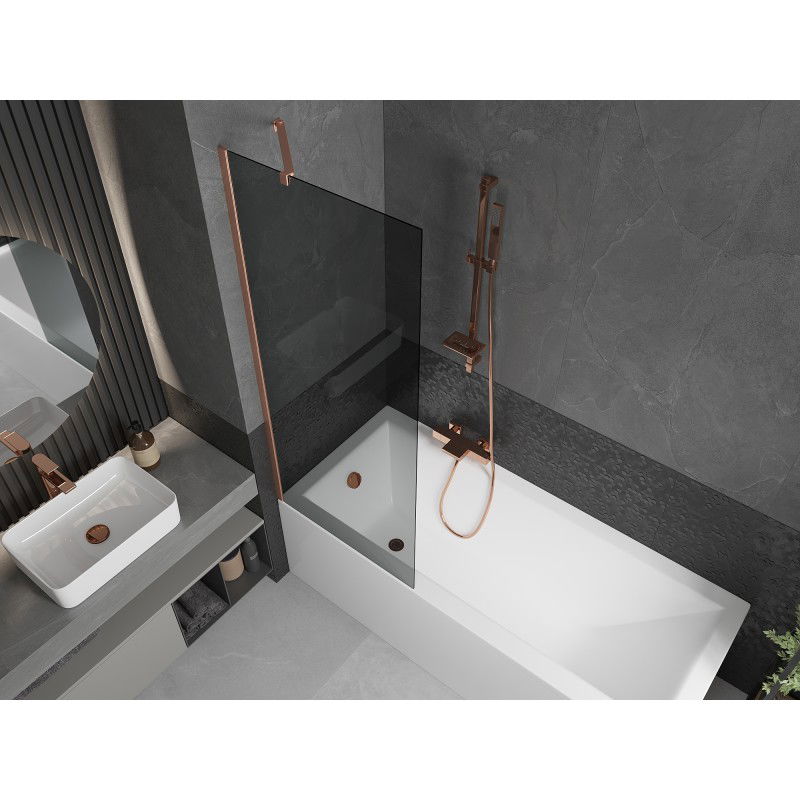 Mexen Next 1-Panel Shower Screen 70 x 150 cm, Graphite, Brushed Copper - 895-070-000-00-40-65