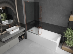Mexen Next 1-Wing Bath Screen 80 x 150 cm, Graphite, Brushed Copper - 895-080-000-00-40-65