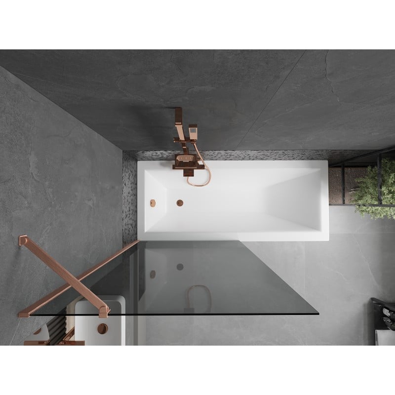 Mexen Next 1-wing bath screen 90 x 150 cm, graphite, brushed copper - 895-090-000-00-40-65