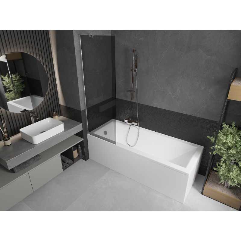 Mexen Next 1-Wing Bath Screen 60 x 150 cm, Graphite, Brushed Nickel - 895-060-000-00-40-97