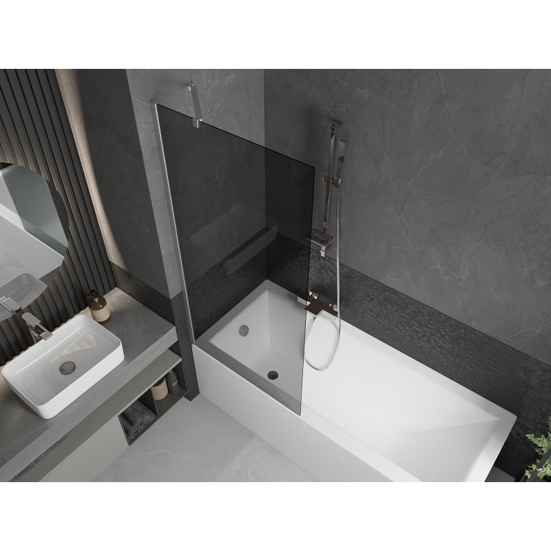 Mexen Next 1-panel Bath Screen 80 x 150 cm, Graphite, Brushed Nickel - 895-080-000-00-40-97