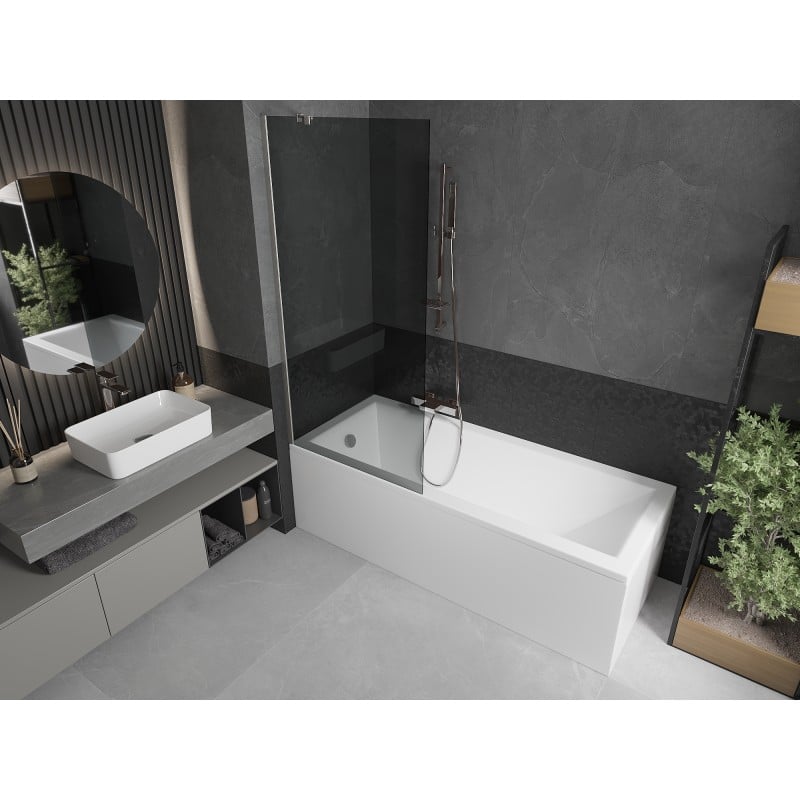 Mexen Next 1-panel Bath Screen 80 x 150 cm, Graphite, Brushed Nickel - 895-080-000-00-40-97