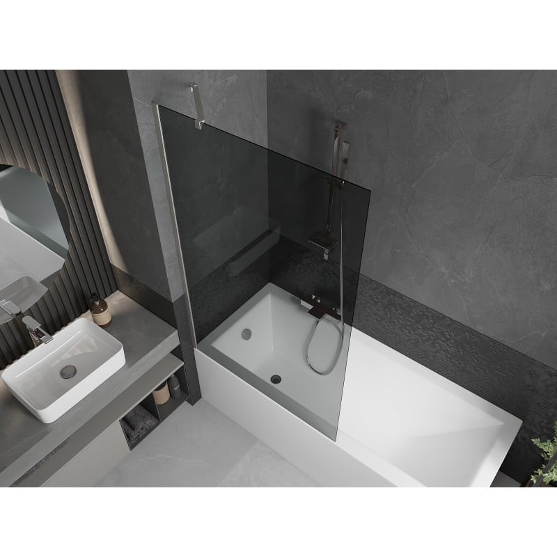 Mexen Next 1-wing bath screen 100 x 150 cm, graphite, brushed nickel - 895-100-000-00-40-97