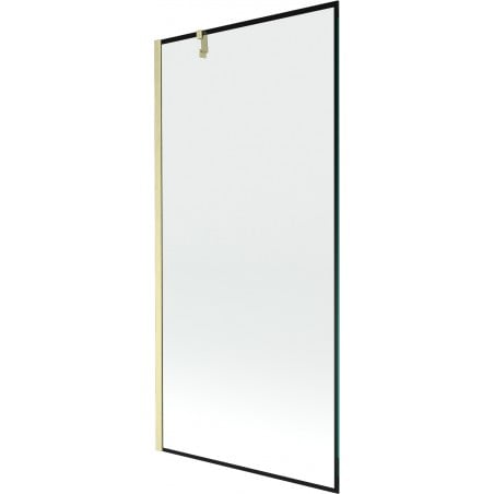 Mexen Next 1-panel bath screen 90 x 150 cm, black frame, brushed gold - 895-090-000-00-70-55