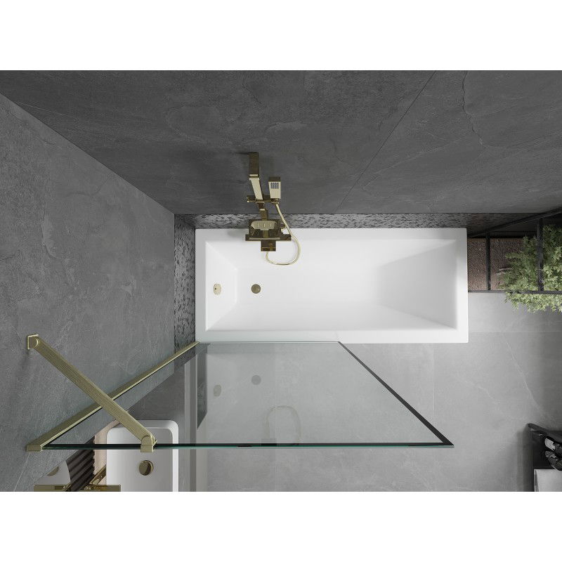 Mexen Next 1-panel bath screen 90 x 150 cm, black frame, brushed gold - 895-090-000-00-70-55