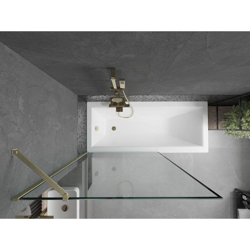 Mexen Next 1-Panel Bath Screen 100 x 150 cm, Black Frame, Brushed Gold - 895-100-000-00-70-55