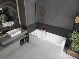 Mexen Next 1-wing bath screen 50 x 150 cm, black pattern, brushed copper - 895-050-000-00-70-65
