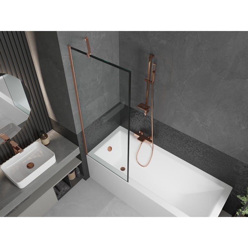 Mexen Next 1-panel bath screen 70 x 150 cm, black frame, brushed copper - 895-070-000-00-70-65