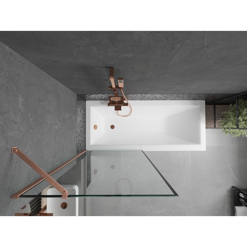 Mexen Next 1-wing Bath Screen 80 x 150 cm, Black Frame, Brushed Copper - 895-080-000-00-70-65