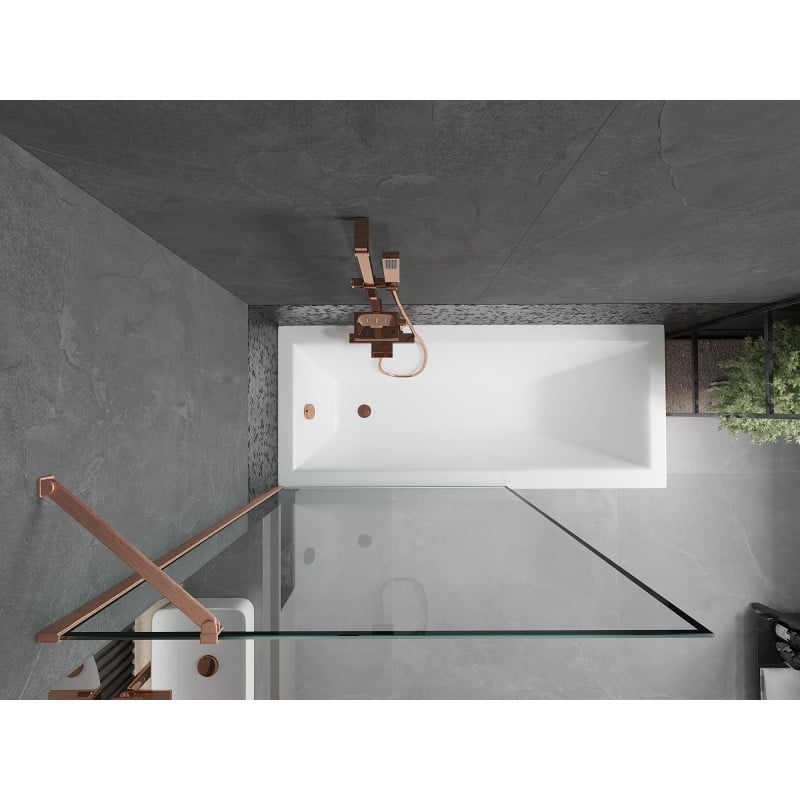 Mexen Next 1-panel bath screen 100 x 150 cm, black frame, brushed copper - 895-100-000-00-70-65