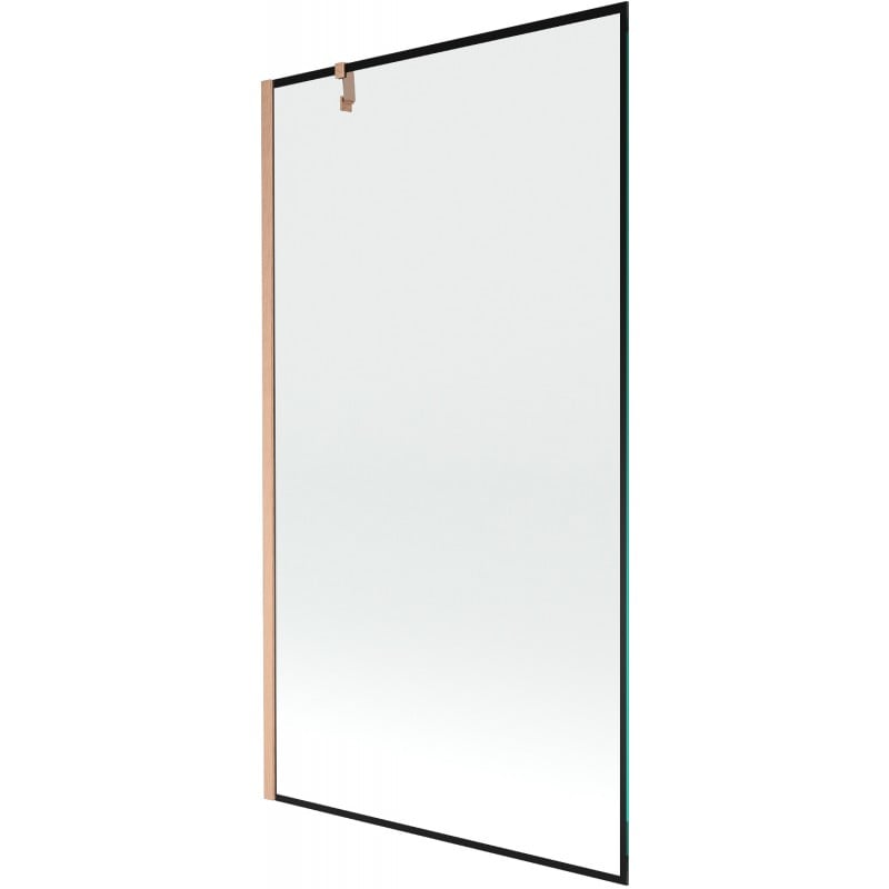 Mexen Next 1-panel bath screen 100 x 150 cm, black frame, brushed copper - 895-100-000-00-70-65