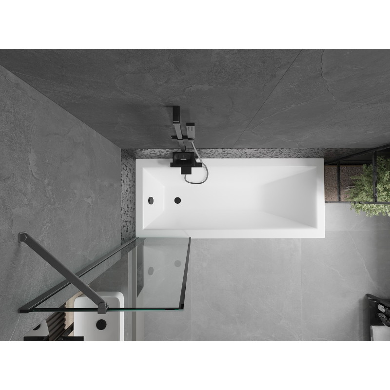 Mexen Next 1-panel Bathtub Screen 50 x 150 cm, Black Frame, Gun Metal - 895-050-000-00-70-95