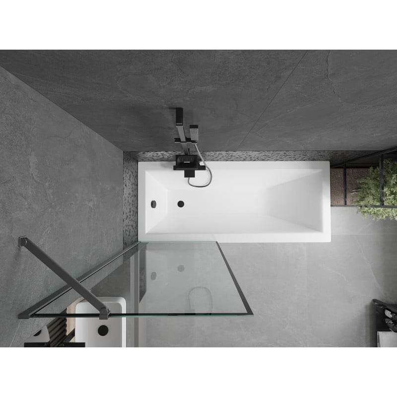 Mexen Next 1-panel bath screen 70 x 150 cm, black frame, gun metal - 895-070-000-00-70-95