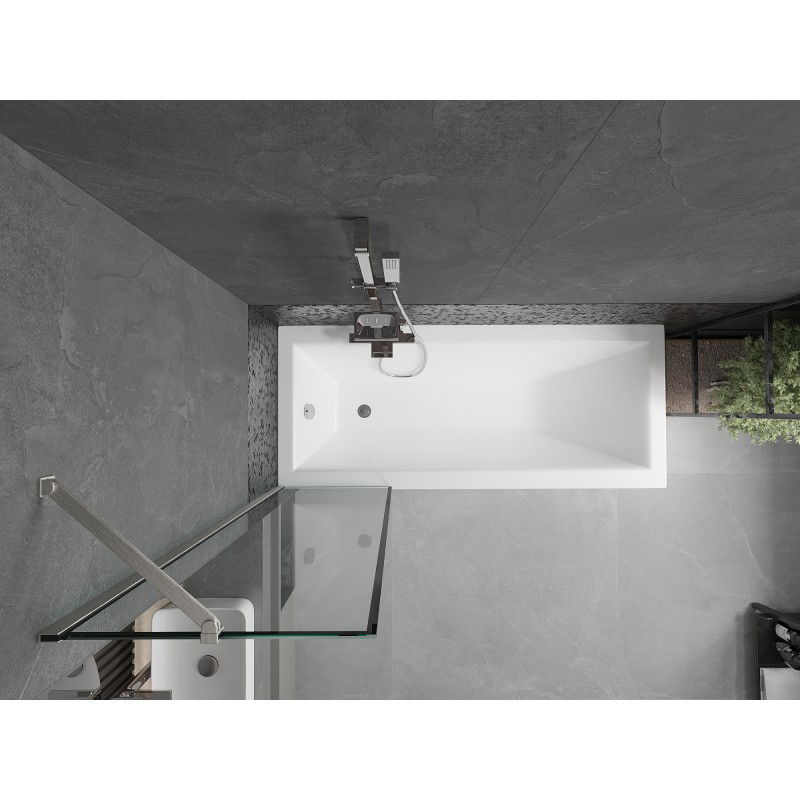 Mexen Next 1-wing bath screen 50 x 150 cm, black frame, brushed nickel - 895-050-000-00-70-97