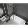 Mexen Next 1-panel bath screen 60 x 150 cm, black frame, brushed nickel - 895-060-000-00-70-97