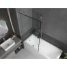 Mexen Next 1-Panel Bath Screen 90 x 150 cm, Black Frame, Brushed Nickel - 895-090-000-00-70-97