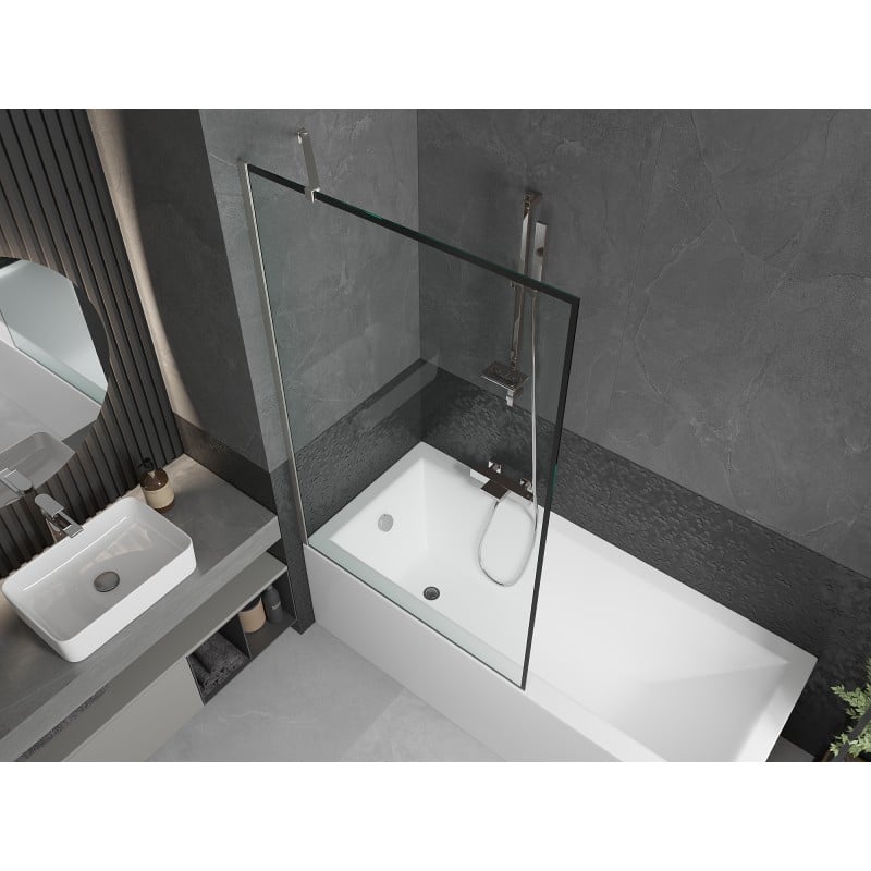 Mexen Next 1-Wing Shower Screen 100 x 150 cm, Black Frame, Brushed Nickel - 895-100-000-00-70-97