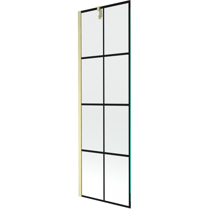 Mexen Next bathtub screen 1-winged 60 x 150 cm, black pattern, brushed gold - 895-060-000-00-77-55