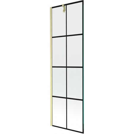 Mexen Next bathtub screen 1-winged 60 x 150 cm, black pattern, brushed gold - 895-060-000-00-77-55