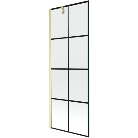 Mexen Next 1-panel shower screen 70 x 150 cm, black grid, brushed gold - 895-070-000-00-77-55