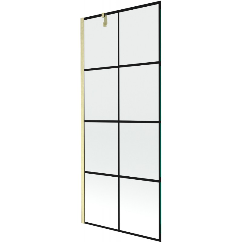 Mexen Next bathtub screen 1-winged 80 x 150 cm, black pattern, brushed gold - 895-080-000-00-77-55