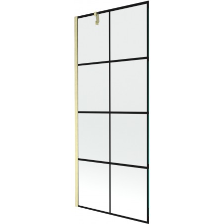 Mexen Next bathtub screen 1-winged 80 x 150 cm, black pattern, brushed gold - 895-080-000-00-77-55