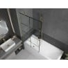 Mexen Next 1-panel bath screen 90 x 150 cm, black grid, brushed gold - 895-090-000-00-77-55