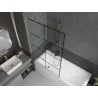 Mexen Next 1-wing Bath Screen 100 x 150 cm, Black Grid, Brushed Gold - 895-100-000-00-77-55