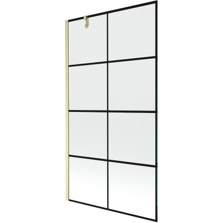 Mexen Next bathtub screen 1-wing 100 x 150 cm, black pattern, brushed gold - 895-100-000-00-77-55