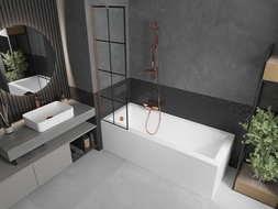 Mexen Next shower screen 1-wing 50 x 150 cm, black pattern, brushed copper - 895-050-000-00-77-65